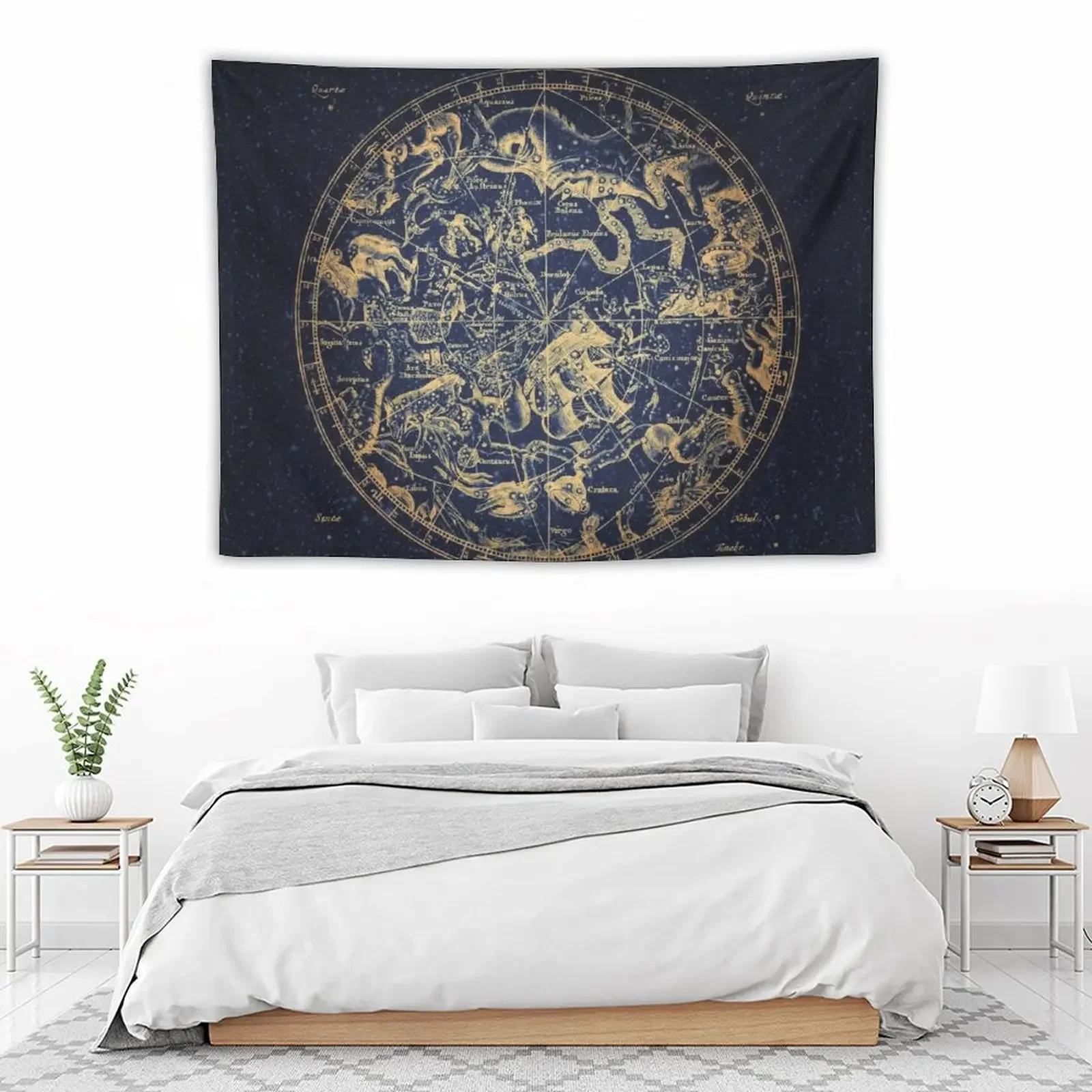 

Zodiac Star Sign Constellation Map Emboldened Yellow on Lazuli Tapestry Decor For Room Room Decorator Tapestry