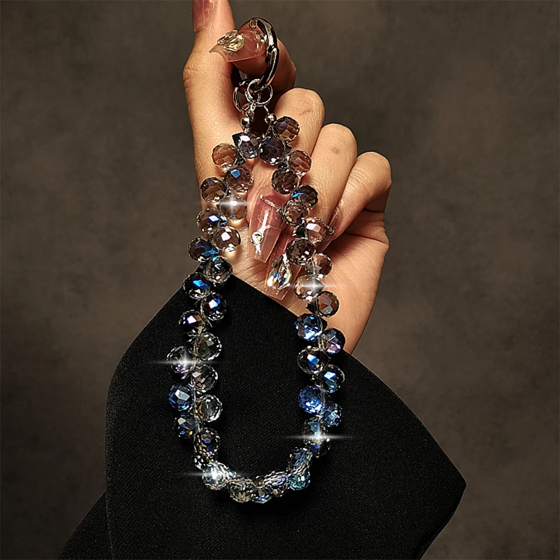 Luxury Glitter Crystal Diamond Wrist Strap Phone Charm Keychain Hanging Anti-lost Rope Glitter Rhinestone Bracelet Chain Lanyard image 5