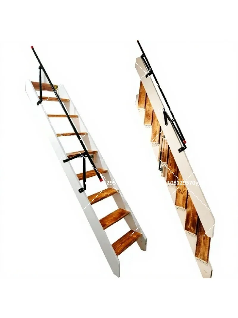 Solid Wood Folding Staircase Space Saving Loft Attic Access Ladder Easy Install Wall Mounted