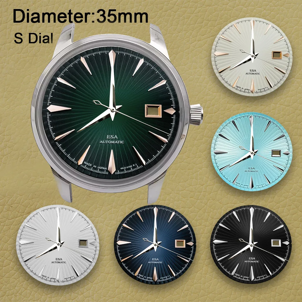 

New High Quality S Logo 35mm Cocktail Dial Suitable For NH35 Japan Movement Vertical Stripe Dial Watch Modification Accessories