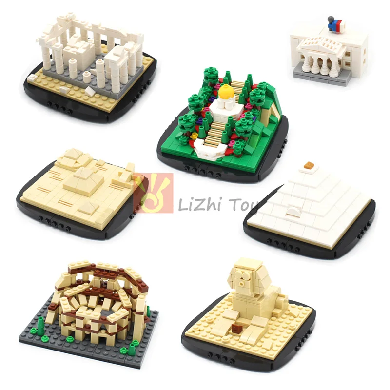 Architecture Colosseum Acropolis Giza Plateau Sphinx Building White House Pyramid Attractions Building Blocks Construction Toys