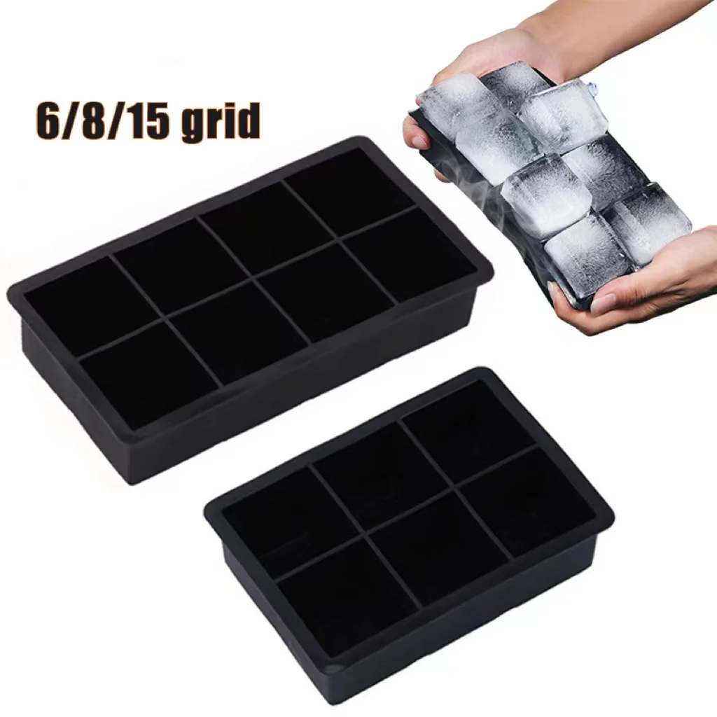 Grid Big Ice Tray Mold Giant Jumbo Large Food Grade Silicone Ice Cube Square Tray Mold DIY Ice Maker Ice Cube Tray 4/6/8/15/37