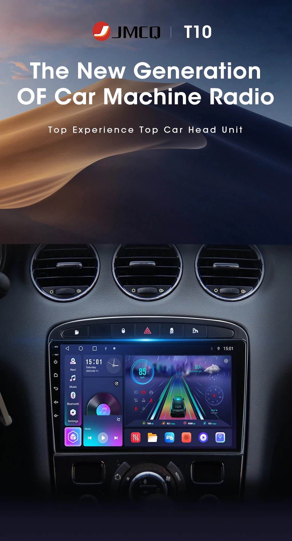 JMCQ Car Stereo Radio For Peugeot 408 308 308SW  2din Android12 Wireless Carplay Android Auto Multimidia Video Player Head Unit