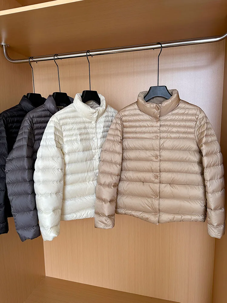 Basic Daunen jacke mit halbhohem Kragen für Frauen 2023 Herbst Winter Einreiher Puffer mantel warme feste Kleidung inkeo 3 o216