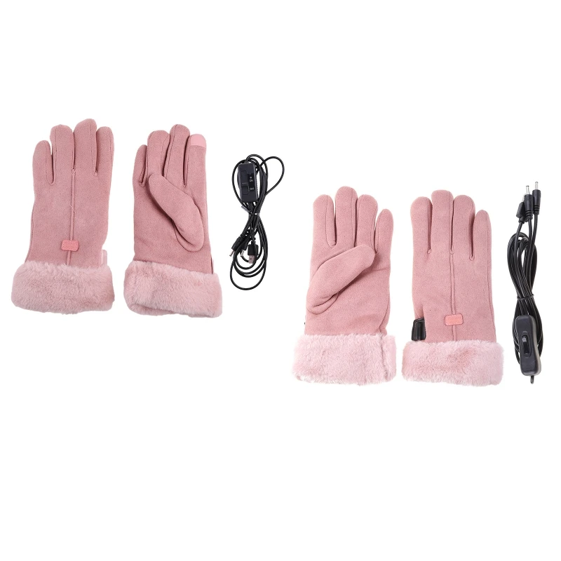 

New USB Rechargeable Touchscreen Heating Gloves for Women,Ladies Warming Gloves Pink