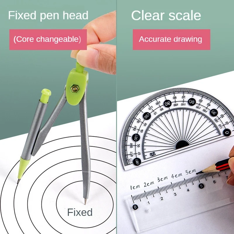 7 Pcs/set Mathematical Rulers Set Multi-function Professional Compass Ruler Drawing Tools School Supplies Students Stationery