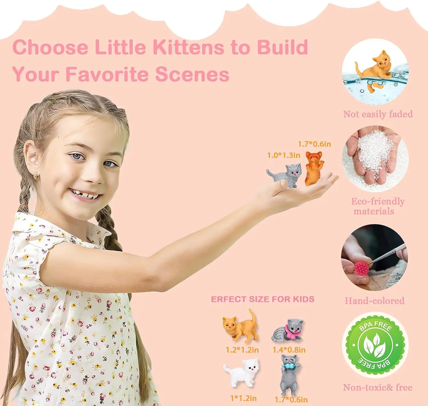 Cat Toys Pretend Play Cat Figures Playset Toy Interactive Kitten Role Play Set Realistic Cats Care Center For Girls Boys Birthda