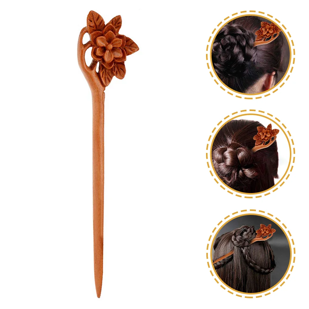 

Wooden Hairpin Decorate Retro Stick Simple Headgear Headdress Chignon Women's Bun