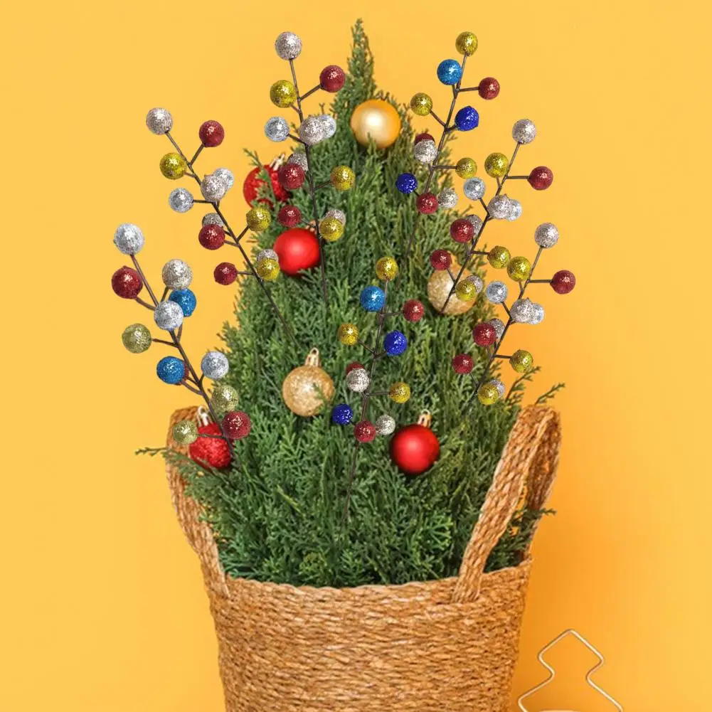 Seasonal Party Decor Christmas Artificial Berry Stems Branches 10 Pack Faux Foam Holly Colorful Berries Branches for Xmas Tree