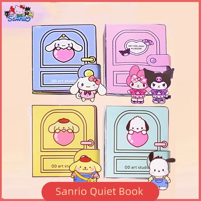 

Sanrio Quiet Book Kawali Cartoon Anime Kuromi My Melody Cinnamoroll Pochacco Sticker Games Funny DIY Girls Gift Toys For Kids