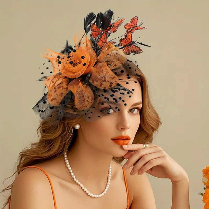 Vlinder Derby Hoed Klassieke Tea Party Hoeden met Haarclip Jaren '20 Jaren '50 Fascinators voor Dame Vrouw Formeel evenement Slijtage Accessoire