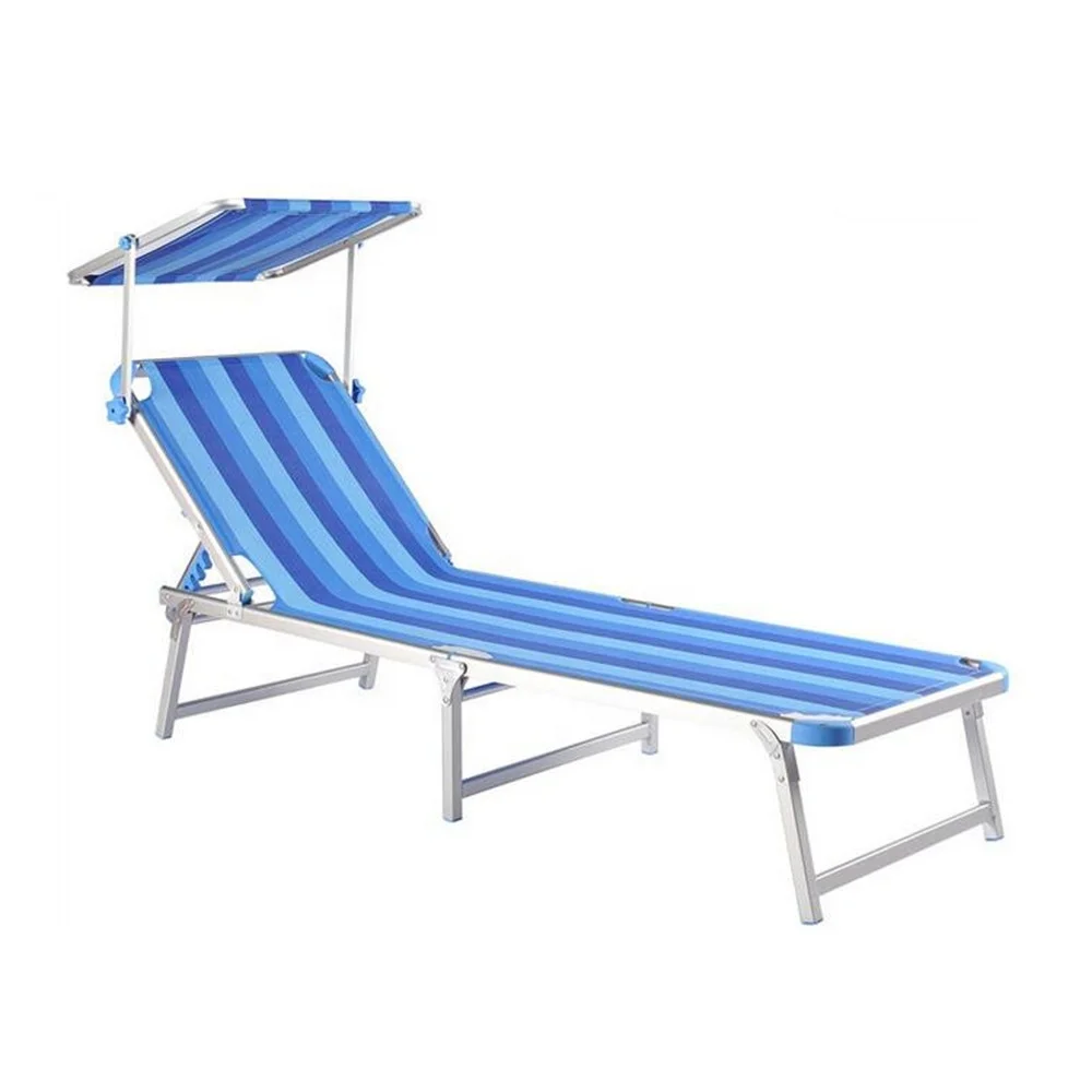 

Outdoor Leisure Furniture Garden Pool Side Aluminum Folding Portable Sun Three Position Folding Bed with Canopy