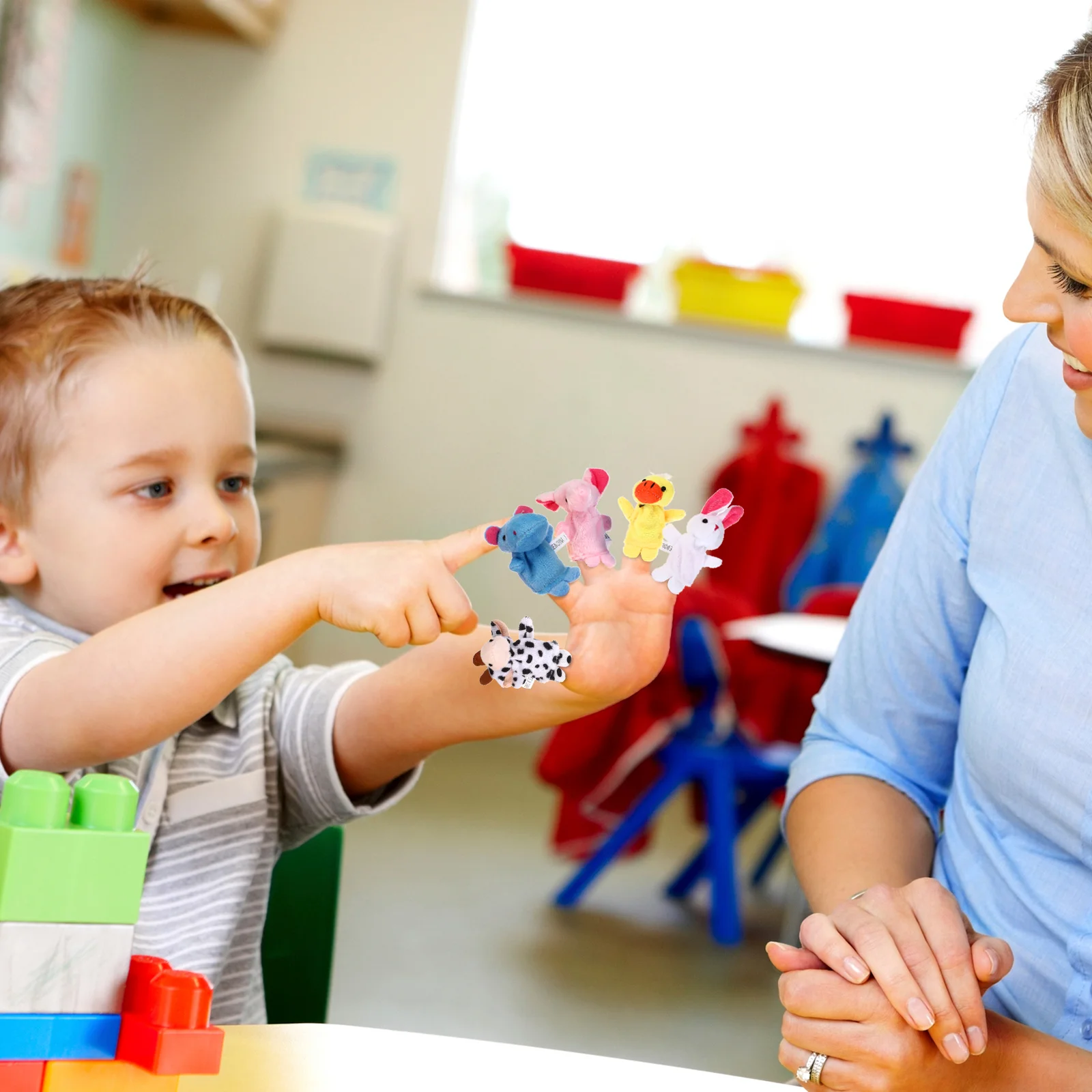 16-teiliges Plüsch-Fingerpuppen-Set, Tiere, Familienmitglieder, Spielzeug für Kinder, Geschichte, Zeit, Spielzeit (zufälliges Muster)