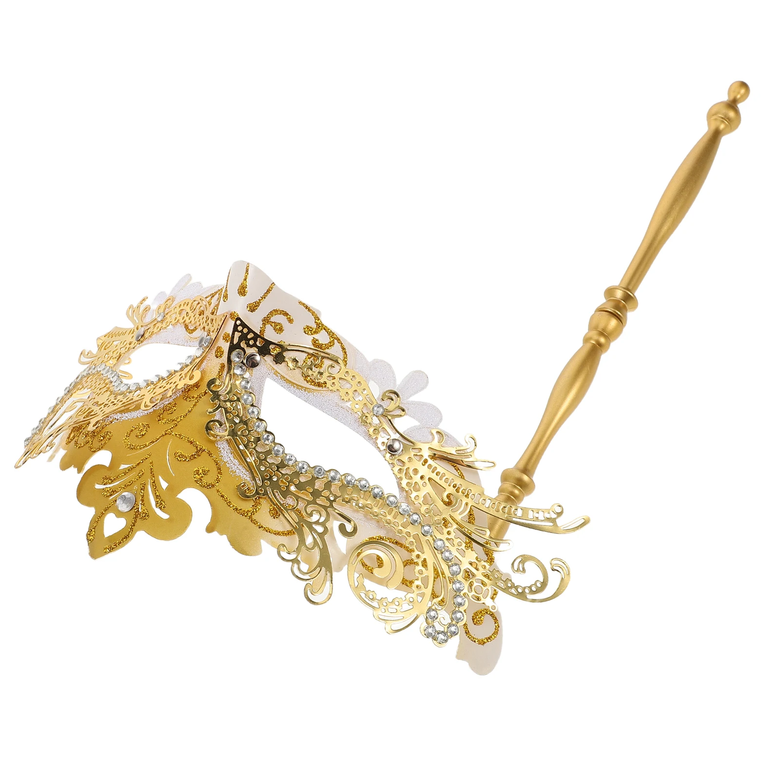 

Elegant Rhinestone Women Masquerade Mask Half Face Sparkly Party Costume With Detachable Stick Durable Dragon Design Halloween