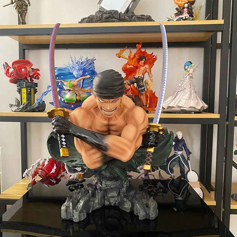 Figura de acción de One Piece, estatua de personaje de Anime roronoa Zoro, decoración de Escritorio, Muebles, modelo de colección Zoro, juguete