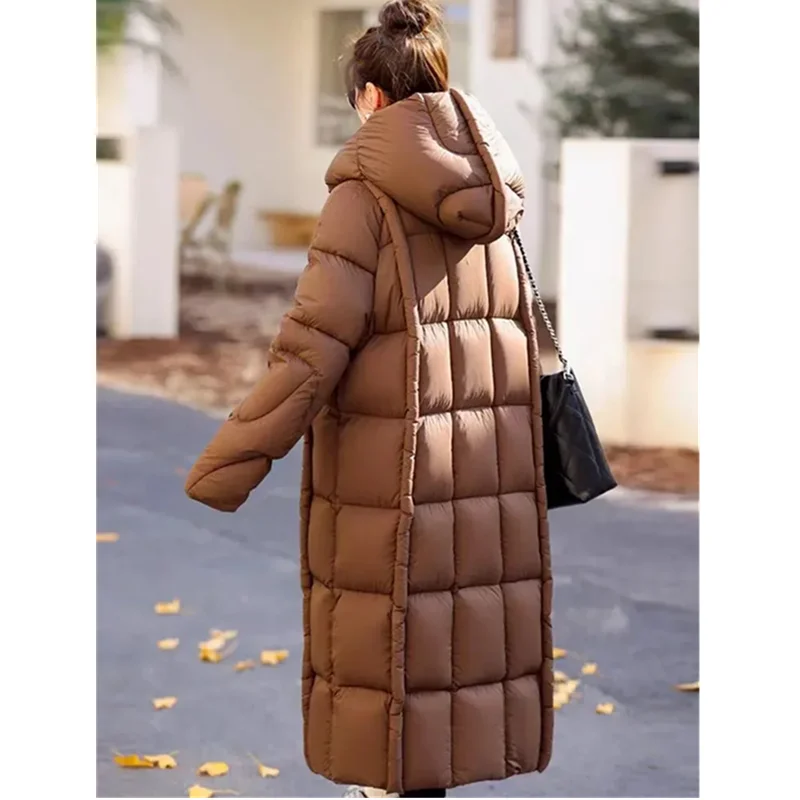 2024 New Winter Parkas Long Down Padded Jacket Female Korean fashion hooded thick Warm Cotton Outwear women Loose overcoat T549