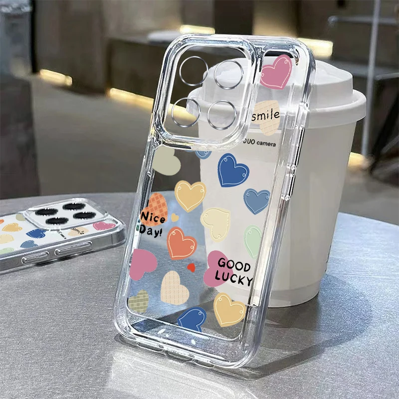 

Чехол Lovely Love Hearts для Xiaomi 14T 13T 11T Pro Poco X5 X6 F6 Pro Funda Redmi Note 14 13 12 11 Pro 5G, прозрачный силиконовый чехол