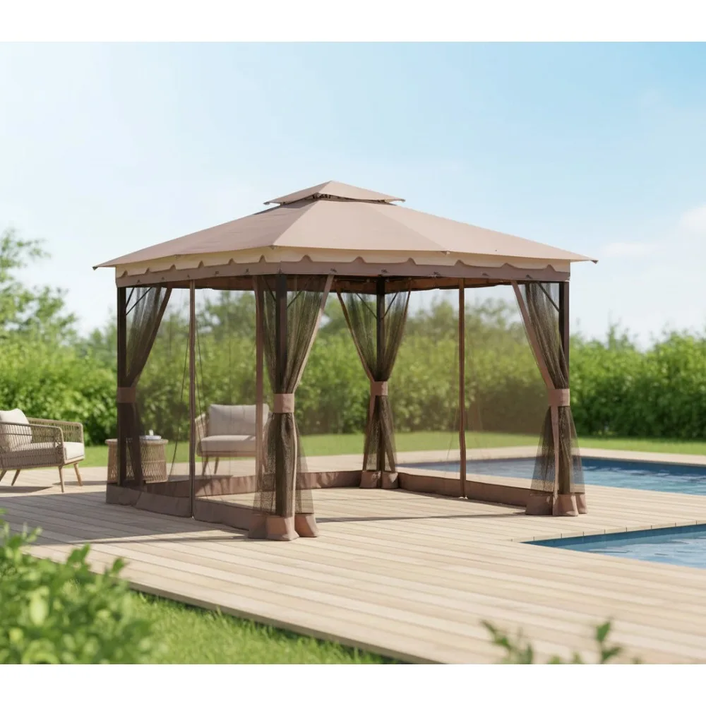 

Universal 10'x12' Gazebo Replacement Mosquito Net Screen with Zippers, Outdoor Canopy Sidewall Curtain for Family