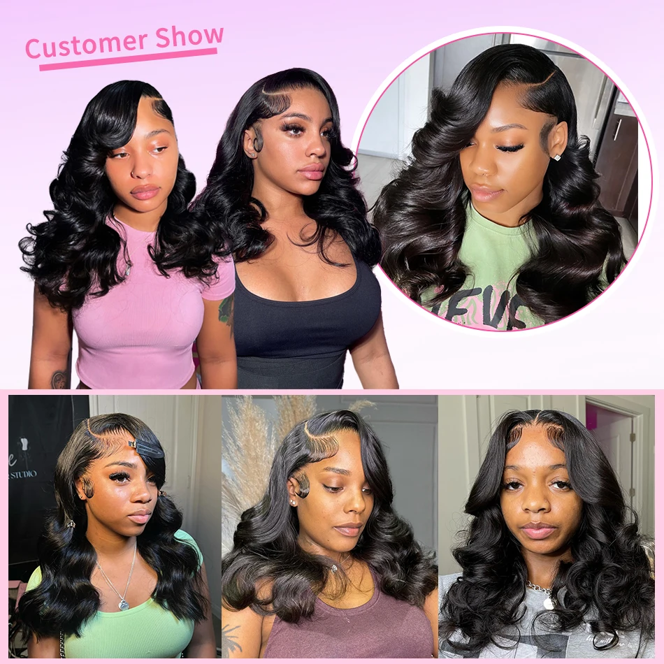 250 Gęstość Body Wave Transparent Short Bob 13x4 13x6 Lace Front Human Hair Wigs 5x5 Pre Plucked Remy Lace Frontal Wig For Women