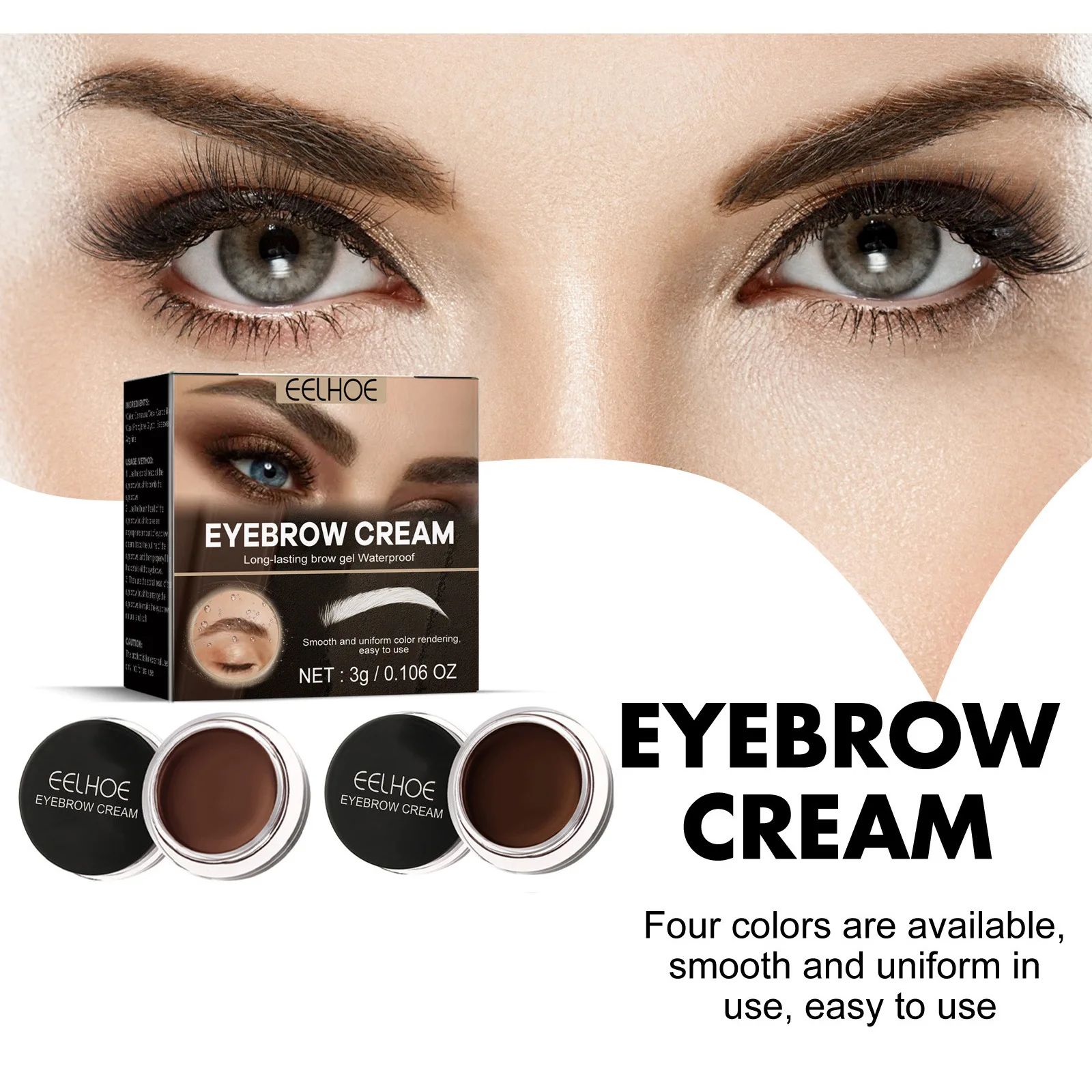 Pomada para cejas resistente al agua de alto pigmento |   Fórmula duradera a prueba de manchas |   Para cejas definidas naturales Maquillaje diario