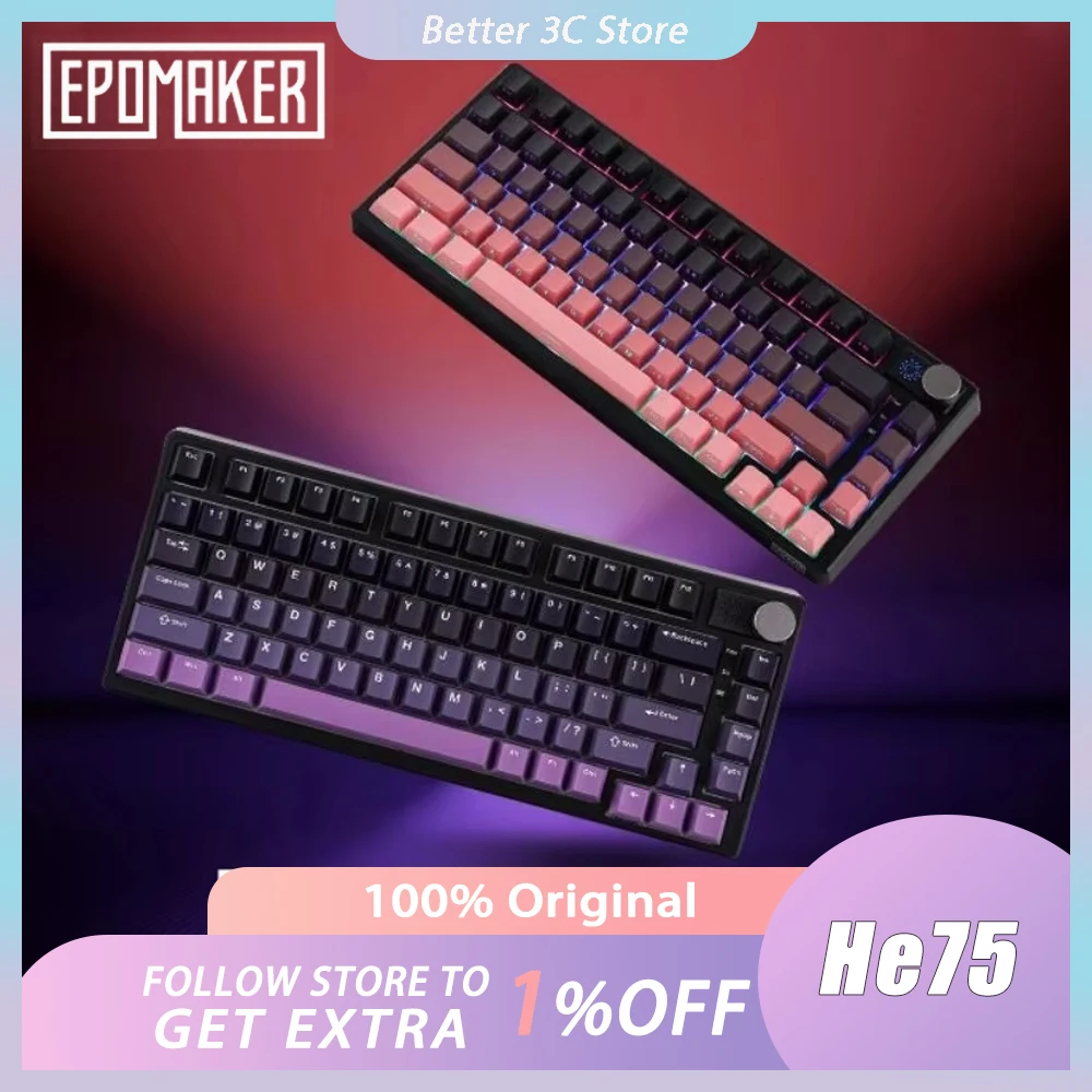 Epomaker He75 Mag 75% Magnetic Switch Keyboard Hot-Swap Gasket 3mode Wireless Game Mechanical Keyboard With Rgb Backlight Custom