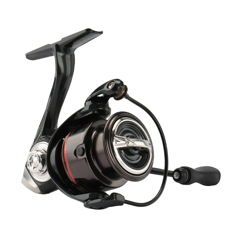Carrete giratorio totalmente metálico: pesca con señuelo, carrete de pesca micro y multiusos especializado con cuerpo interior totalmente metálico