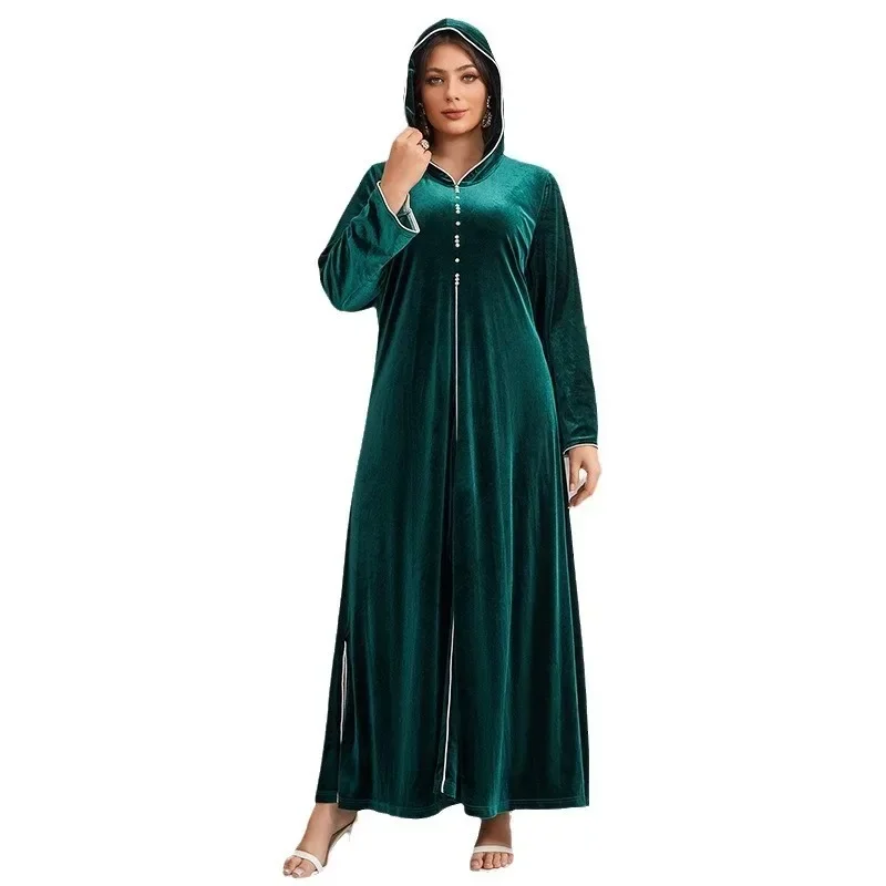 

African Dresses for Women Elegant Spring Long Sleeve Velvet Plus Size Long Dress Muslim Fashion Abaya Dashiki Africa Clothing