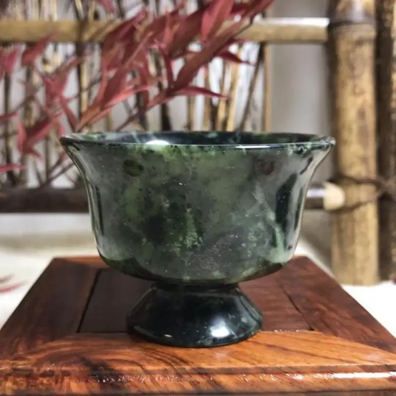 Health Cup Stone Jade Natural Healing Gemstones Teacups Gongfu Teaware Genuine Chinese Green Jade Master Cup Tea Ceremony