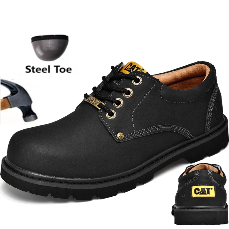 New Men\'s Labor Protection Shoes Steel Head Anti Smashing and Anti Stabbing Safety Shoes Genuine Leather Anti Odor and Wear resi