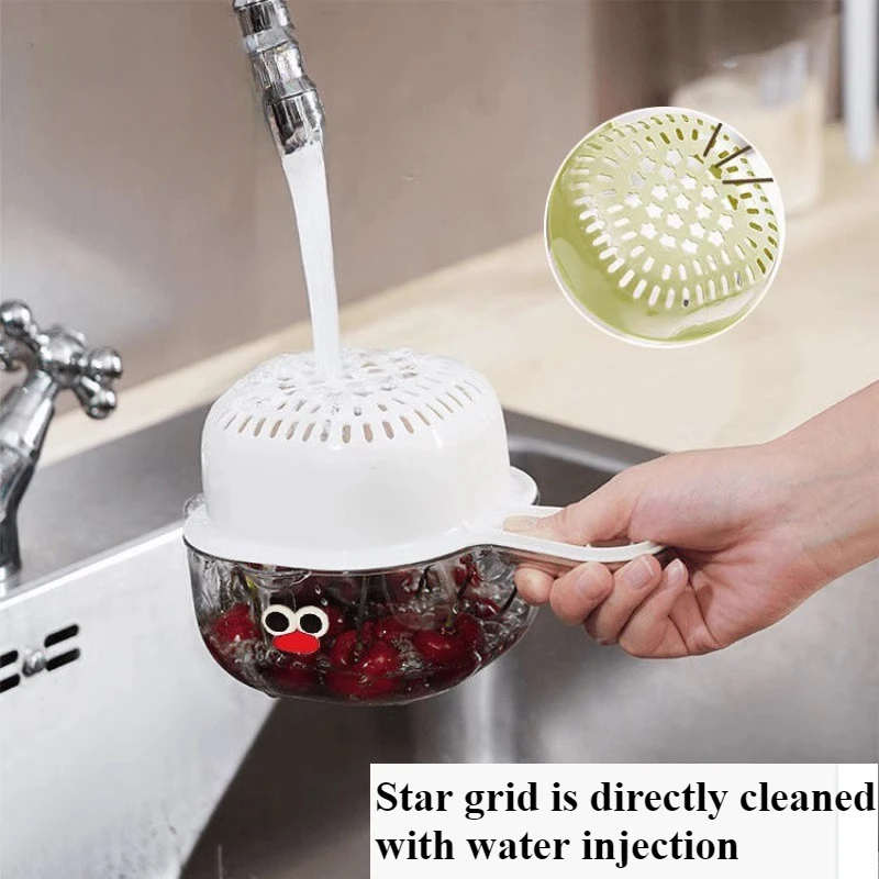 Double Drain Basket with handle,Multi-purpose Storage Drain Basket Household Fruit Vegetable Basket Plastic Drain Basket Acces - Image 4