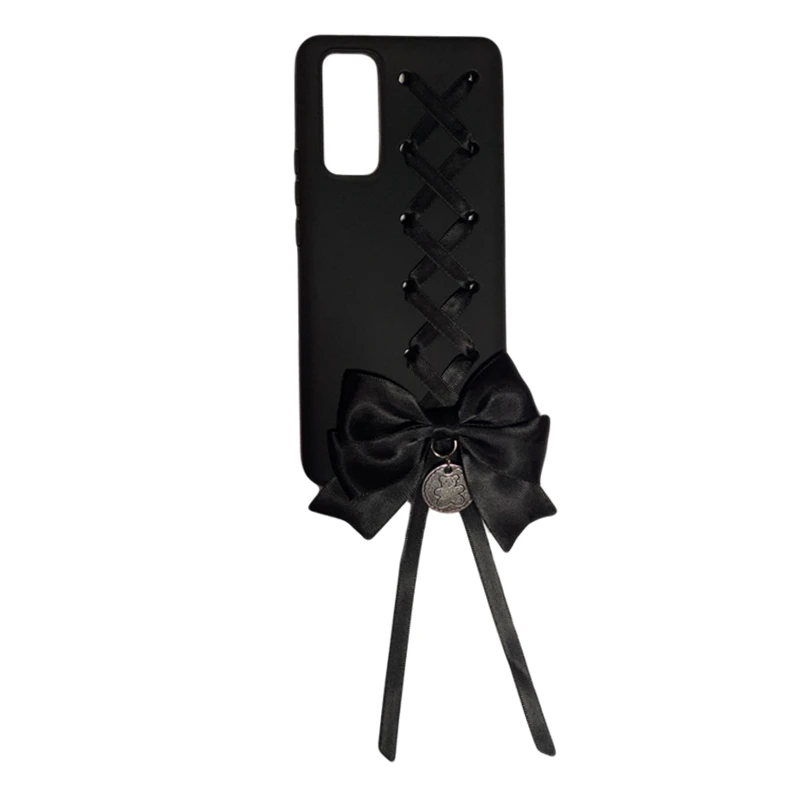 Original Mine Series Black Ribbon Bow Iphone14promax Hot Girl Phone Case 15pro Sweet Cool Iphone X Girls Black Phone Case