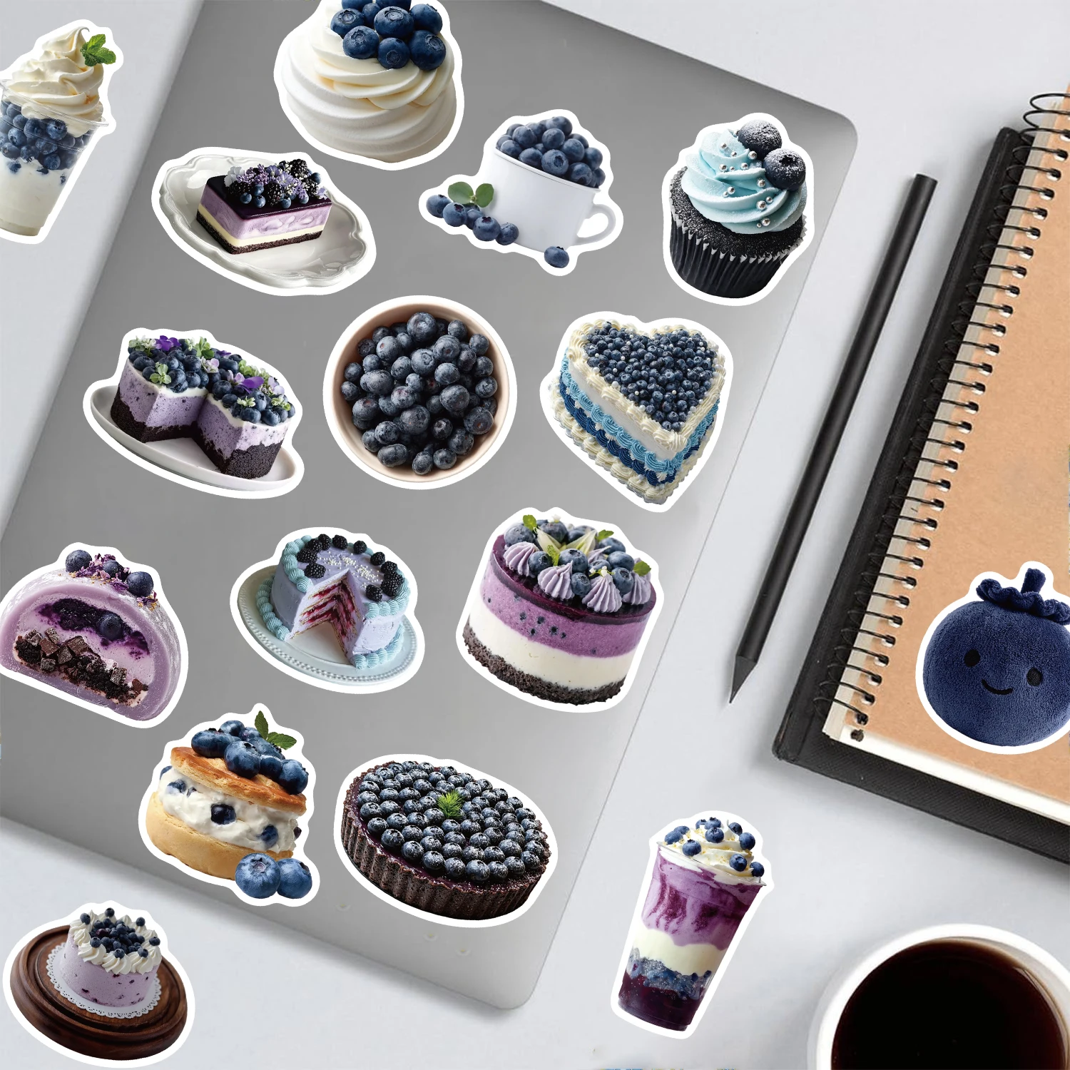50pcs Blueberry Theme Stickers Suitcase PET Fridge Bicycle Suitcase Scrapbook Transparent Laptop Bumper Skateboard Sticker