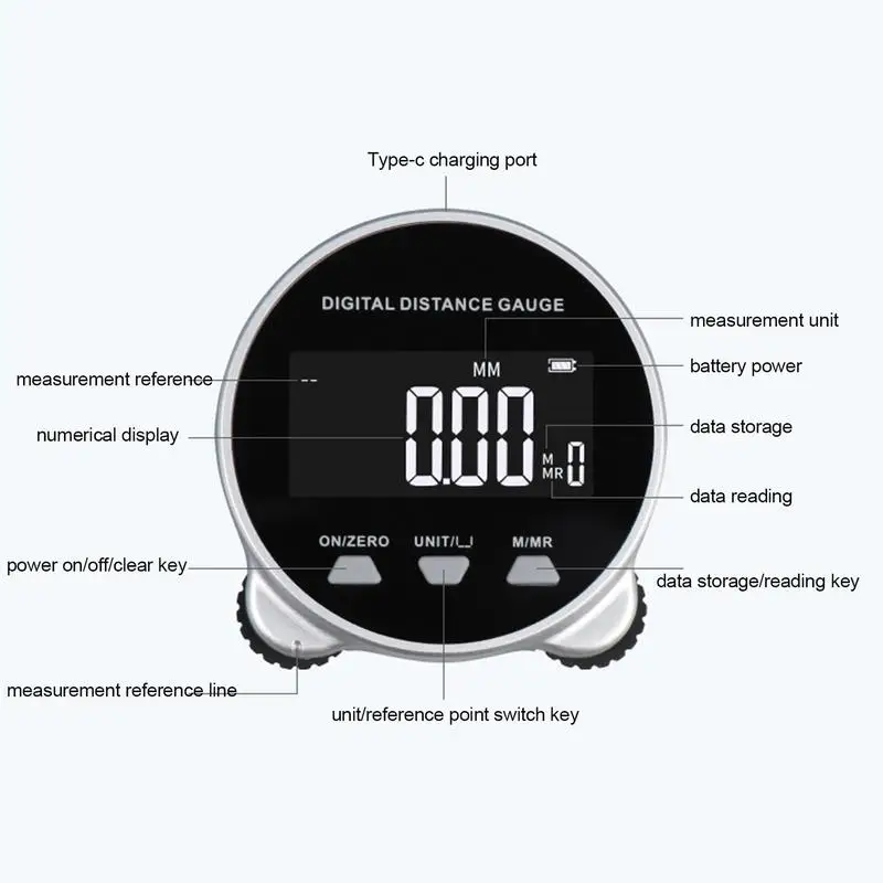 Lcd Display Digital Ruler Type-C Electronic Tape Measure With Rechargeable High Accuracy Handheld Length Measuring Tool