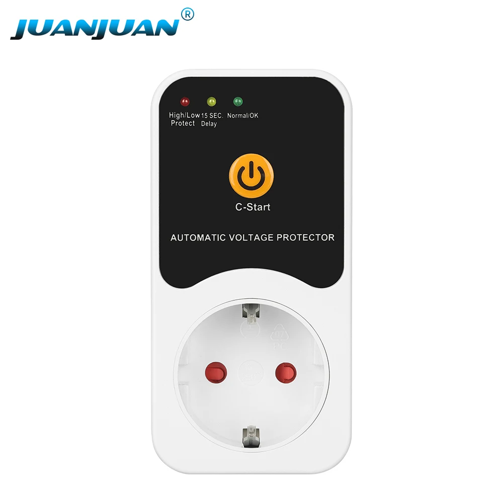 

AC 230V Automatic Voltage Protector Socket Over Under Voltage Safety Protect 16A EU Plug Refrigerator Voltage Protector Socket