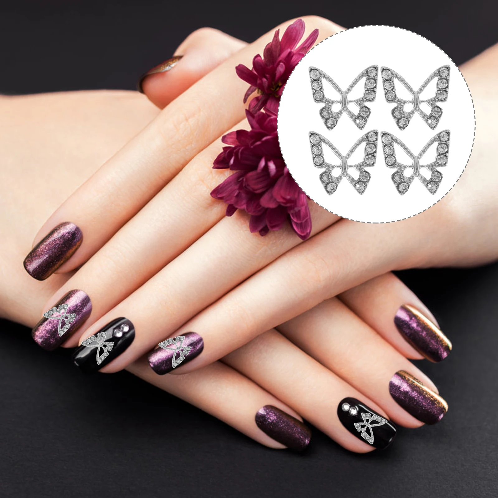 20Pcs Butterfly Nail Art Supplies Exquisite Small Nail Gems for DIY Decorations on Nails Clothes Bags Shoes Women Fashion