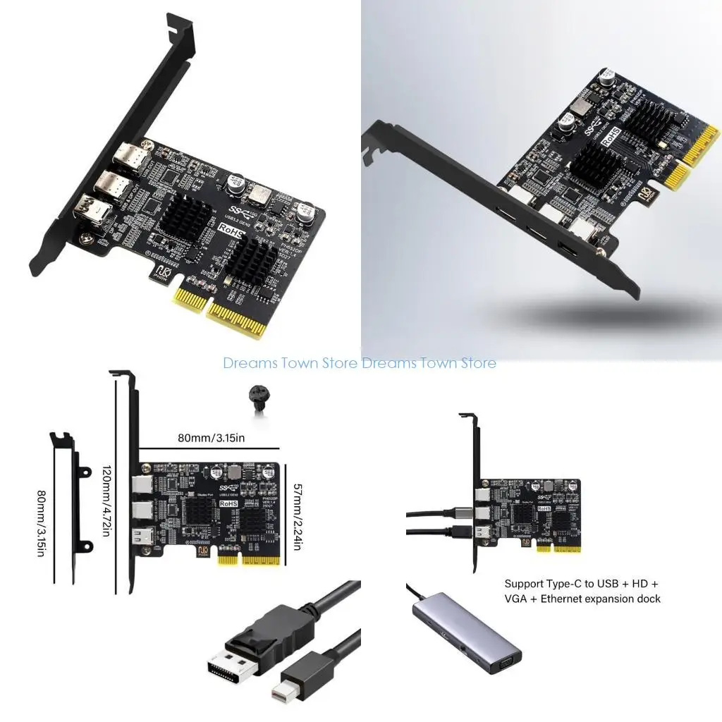 

HX6A Fast Speed ​​Type C Card Card для вывода видео 4K Два зарядки порта и совместимость USB 3.2