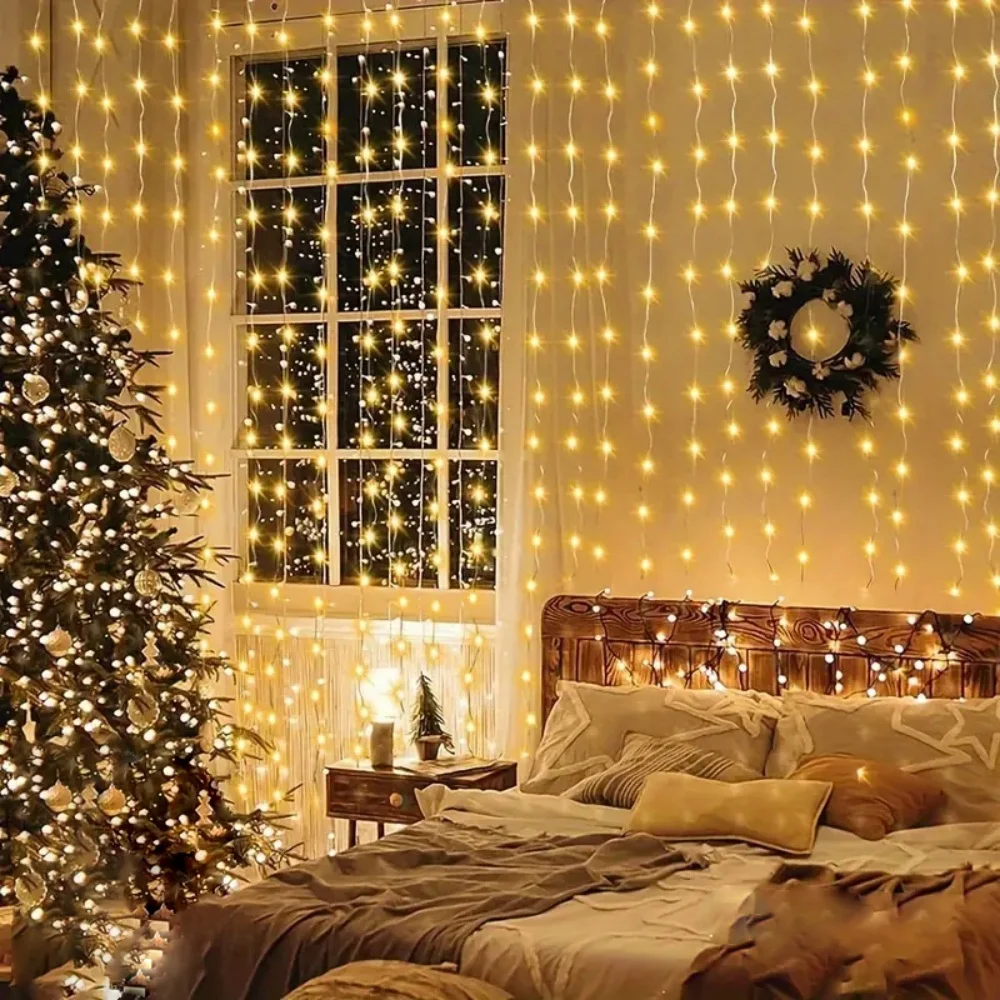 8 Modes Light Christmas Bedroom Home Decoration USB Power with Remote Control for Wedding Party LED Garland Curtain Light String