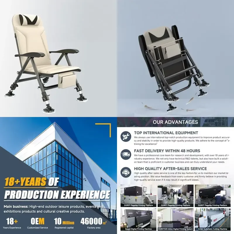 Da Niu Modern Garden All-Terrain Multi-Functional Reclining Foldable Metal Fishing Chair Comfortable Durable Eco-Friendly