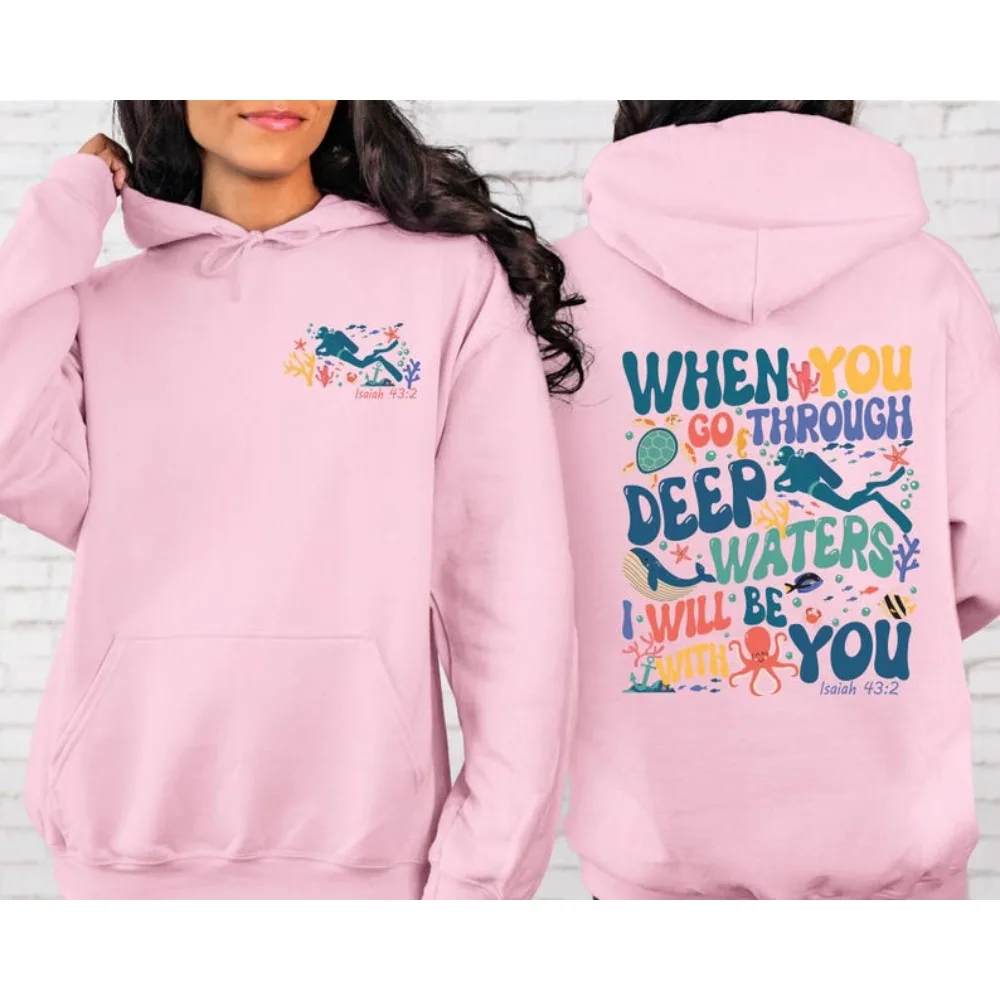 Deep Waters Bibelvers-Sweatshirt, christlicher Kapuzenpullover, modische, lässige christliche Kleidung für Damen, Unisex-Kleidung, Glaubens-Hoodies
