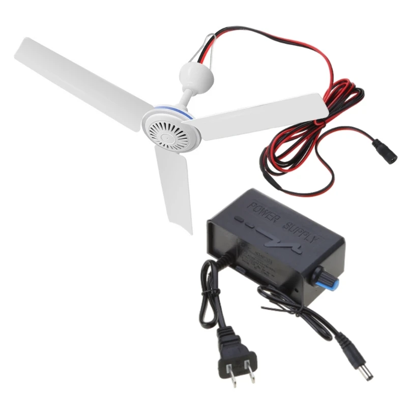 

2in1 US Plug AC 110V 220V DC 12V Adjust Speed Silent Home Dormitory Hanger Fan Ceiling Fan Camping Tent Hanging Fan