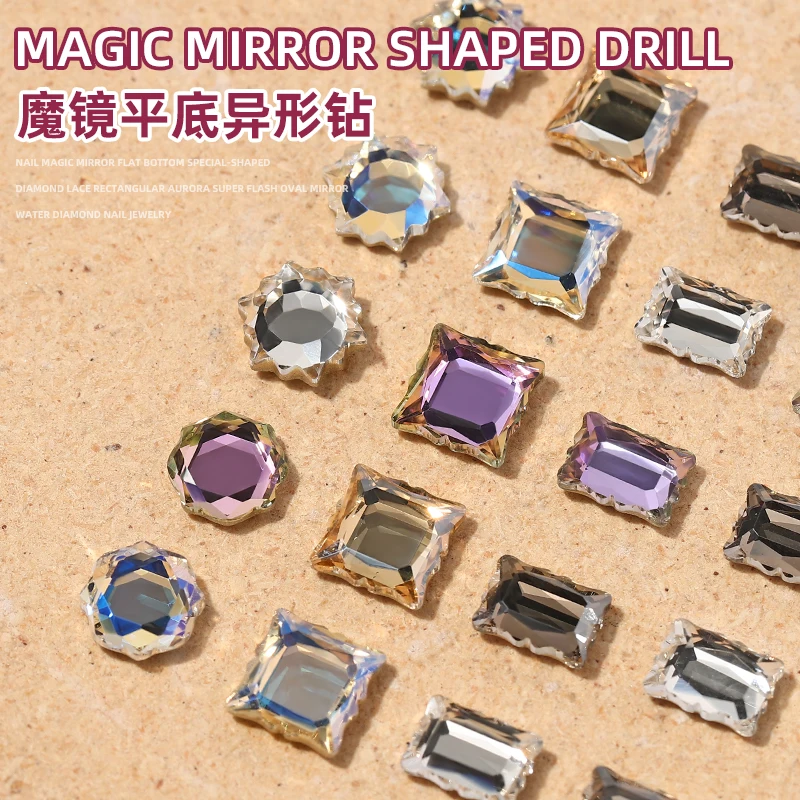 

2PCS/Set 3D Colorful Crystal Nail Rhinestones Lrregular Mirror Surface Flat Bottom Highend Suitable For Nail Art Decoration