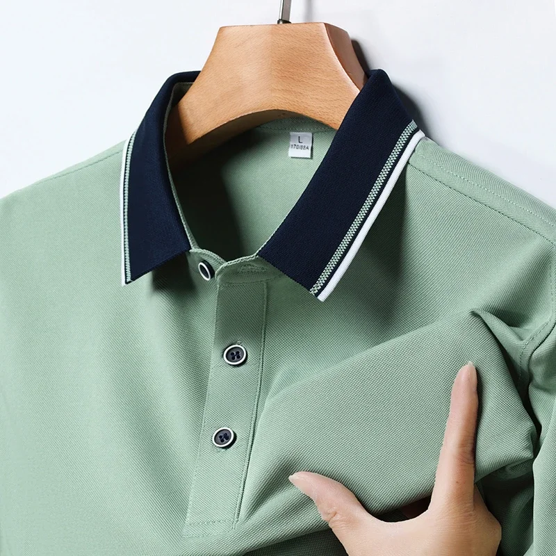 2025 جديد رجال الأعمال عادية قميص بأكمام قصيرة بلون قميص بولو عصري تنفس مريح متعدد الاستخدامات