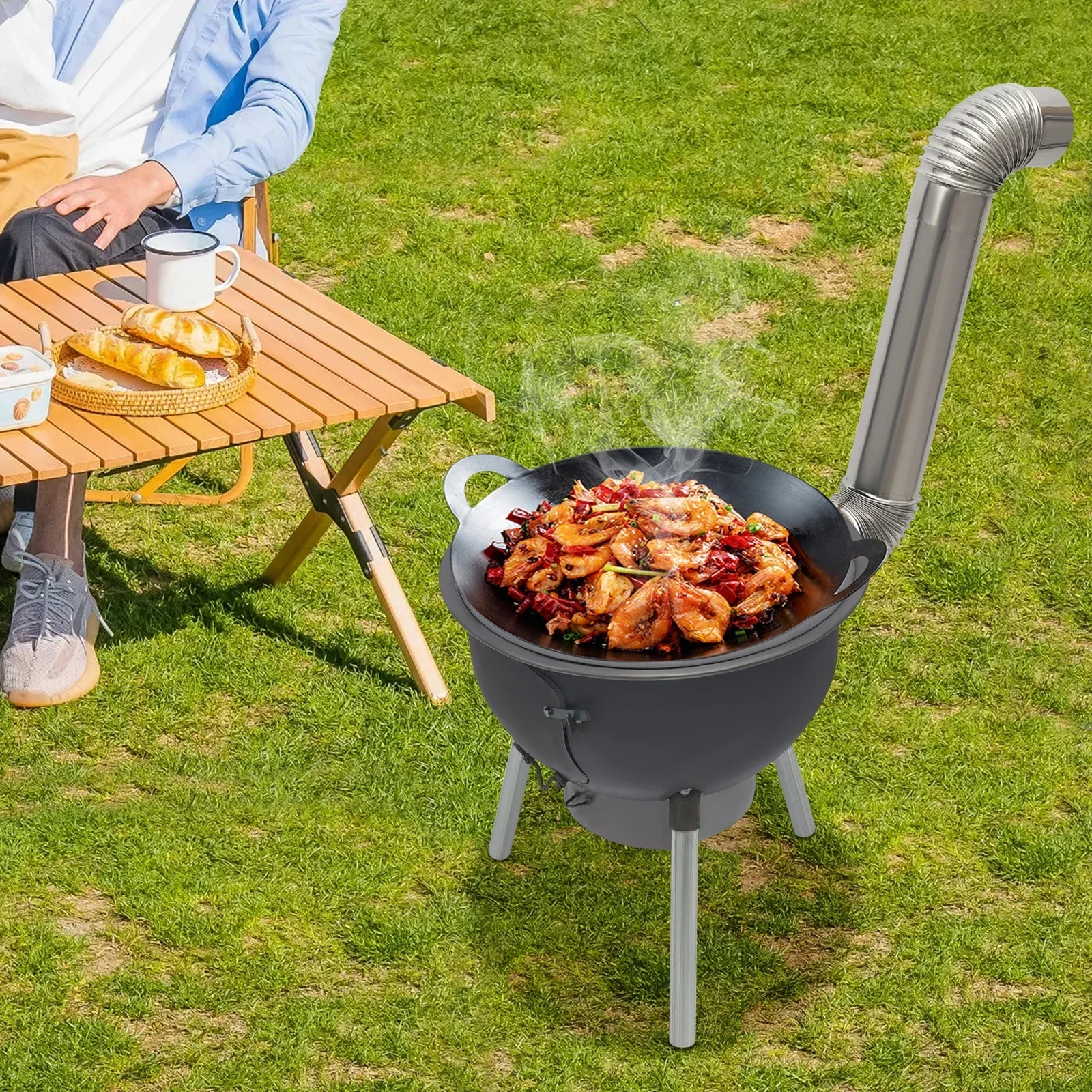 Camping Wood Stove, Portable Wood Stove for Camping, Multi-Functional Wood-Burning Stove, Supports Over 330.69 lbs