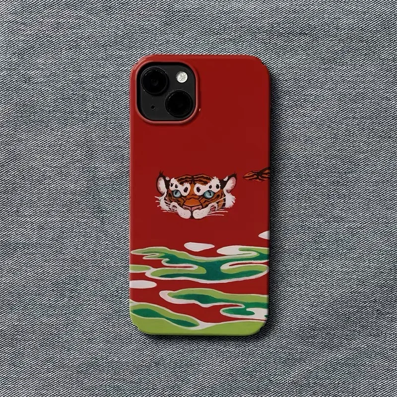 韓国赤い池漫画虎のiPhoneケース iPhone 17 Air 16E 15 14 Plus 13 Mini 11 Pro Max 12 Pro XS XR SE対応