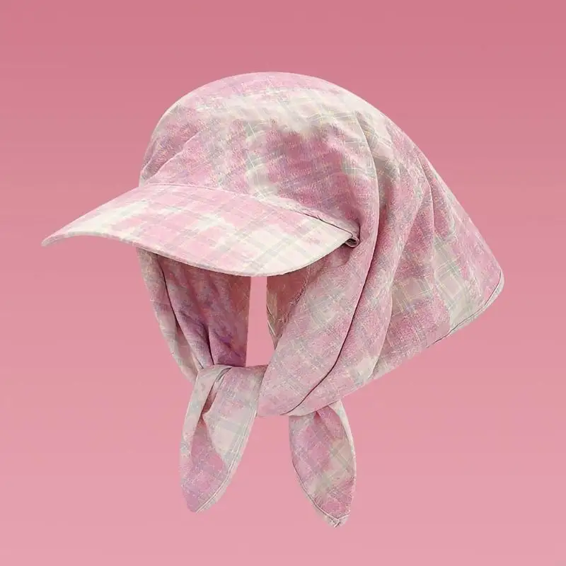 Plaids مصبوغة ربط قبعة البيسبول القطن القطن الحجم قابلة للتعديل تصميم القبعة رأس الحجاب للنساء النشاط في الهواء الطلق 6xda