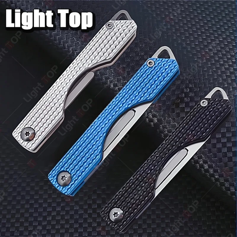 Stainless Steel Folding Knife Mini Keychain Pocket Knife Quick Open Scalpel Knife Replaceable Blades Kitchen Knife Accessories