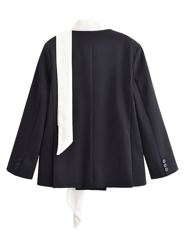 Women's Suit Jackets 2025 Autumn Winter New Fashion Solid Color Scarf Collar Suit Jacket Female High Street Elegant New Coats