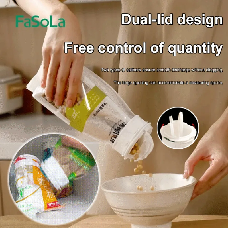 Double open lid spout kitchen snacks fresh bag plastic sealing clip oatmeal milk powder seasoning moisture-proof sealing clip