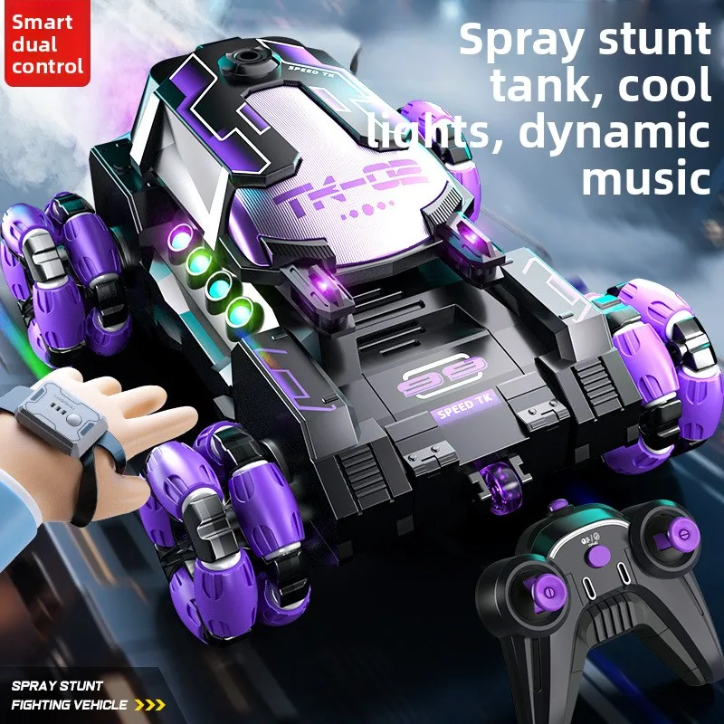 Cool Light Four-Wheel Transforming Children's Stunt Car Gesture Sensing Remote Control Air Spray Drift Off-Road Toy