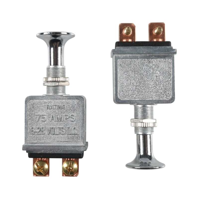 Auto Toggle Switch Heavy Duty Push-Pull-On-Offs Switch 2 Positions 2 Terminals DC6-28V 75A for Headlight Turn Signal